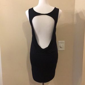 Black sequin collar open back dress